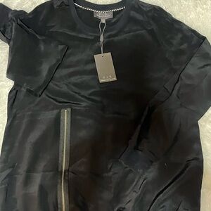 PJK PATTERSON J KINCAID 100% Silk Zip Detail Crew Pullover
Sweatshirt Black Sz M